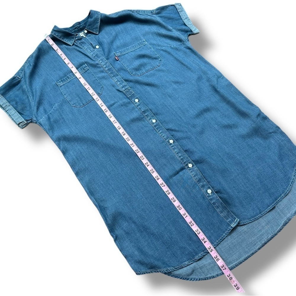 Levi’s Short Sleeve Chambray Button Front Mini Shirt Dress | Women’s Medium - Picture 7 of 10